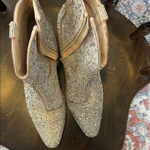 Crystal Embellished Nude Ankle Booties